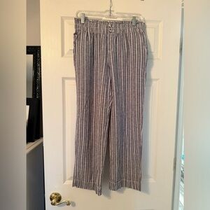 Briggs New York Striped Black and White Linen Pants